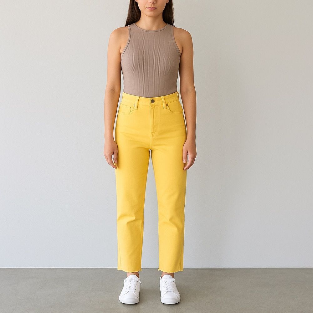 Sunny Yellow Cropped Jeans for Women